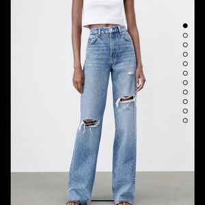 Zara — Ripped Wide Leg Jeans